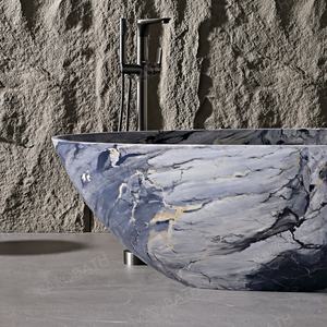 신제품 인조 대리석 욕실 욕조 이동식 월풀 마사지 모던 디자인 일본식 반신욕 욕조 - Product Image 4