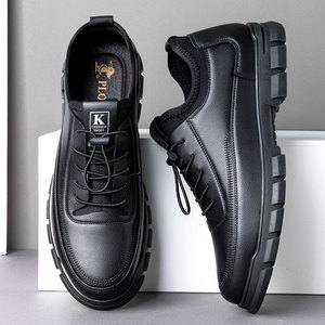 Zapatos populares para hombres, zapatos <span class=keywords><strong>de</strong></span> cuero casuales versátiles <span class=keywords><strong>de</strong></span> Parte superior baja, estilo deportivo duradero, suela gruesa adecuada para el trabajo diario y <span class=keywords><strong>o</strong></span> - Product Image 1