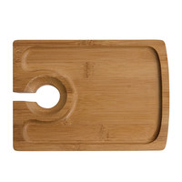 Portable En Plein Air Pique-Nique Rectangulaire Bambou Alimentaire Plateau Cocktail Vin Apéritif Assiettes Avec Porte-Verre