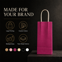 Sacs en papier kraft couleur unie marron avec poignées en papier pour les boutiques de cosmétiques et de beauté, liste de prix de gros, impression de logo personnalisé