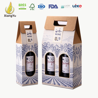 Boîte à vin simple ou double Xiangyu, personnalisée, en carton, avec poignée et fenêtres de présentation pour les magasins de détail