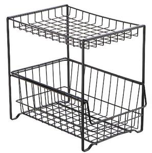 Double layer drawer type metal kitchen storage basket kitchen storage organizer 32*23*33cm