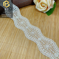 LEIXUSI 4,5 cm Dentelle brodée irisée blanche soluble dans l'eau, Bande de dentelle décorative pour vêtements d'enfants et accessoires de ceinture