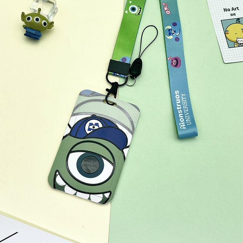 Lanyards Lovely Cartoon Monsters University Alien Card Holder Custom Neck Card Cover Accessories Kids Plastic ID Card Case Image 5