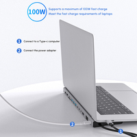 Hub USB multifungsi, stasiun Dok 14 in 1 Tipe C Kustom Pabrik, Hub USB 3.0 Gigabit
