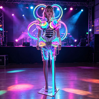 Costume de scène futuriste cyberpunk lumineux à LED réfléchissant au laser pour festival de rave, DJ, performance en boîte de nuit, fête