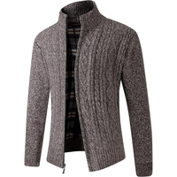 Nouvelle veste slim pour homme automne-hiver, style luxe léger, col uni, cardigan en tricot avec fermeture éclair