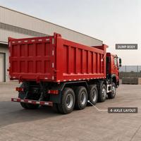 Camion benne d'occasion HOWO 7 8*4, moteur diesel WD615 380 CV, caisse de chargement de 7,6 m, exportation vers l'Afrique