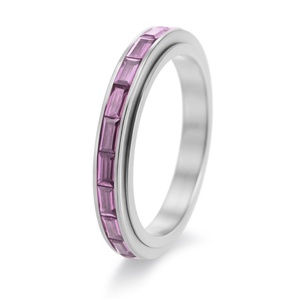 Anillo Giratorio de Acero Inoxidable con Zirconia de Colores en Una Sola Hilera, Chapado en Oro de 18K, Nuevo, Moderno y Sencillo - Product Image 2