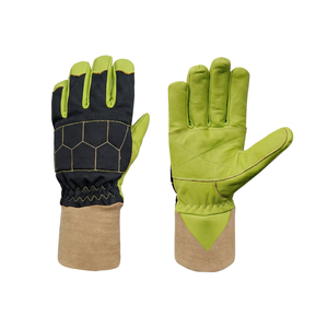 Gants de travail en cuir JNA GROUP avec manchette de sécurité, 7 oz, 14 pouces, vert et noir, poignet tricoté, résistants à l'abrasion, antidérapants, pour la lutte contre les incendies - Product Image 1