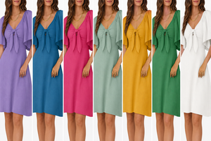 Breathable Linen Cotton Women's Adult Summer Dresses Random Mix Casual Daily Wear Assorted Styles <b>Mixed</b> Full Truck Shipment - Product Image 2