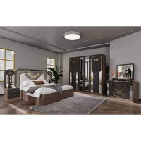 Ensemble de meubles de chambre à coucher turcs modernes en gros, 5 pièces complètes, lit king size, cadre en bois, mobilier de chambre à coucher pour la maison
