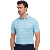 Chemise décontractée pour homme, bleu clair, imprimée, à manches courtes, tricotée, avec poche, infroissable, respirante, coupe classique