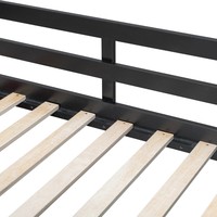 Lit mezzanine de jeu moderne pleine grandeur avec bureau intégré, lumières LED RGB intelligentes, ports USB, 6 compartiments de rangement, 6 tiroirs et escalier de sécurité
