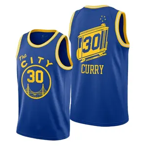 curry klassische jersey Suppliers-Nr. 30 Stephen Curry Blue Classic Basketball trikot Polyester Hochwertige Nähte für bequemes, locker sitzendes Trikot