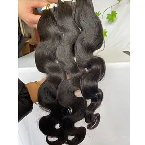 Tape Hair Extensions Virgin Cambodjaanse Haar Tape In Haarverlenging Lijm 100% Real Human Hiar Body Wave