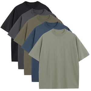เสื้อยืดคอกลมแขนสั้นทรงโอเวอร์ไซส์สำหรับผู้ชาย ผ้าฝ้าย 100% เนื้อหนา ทรงหลวม ลายเรียบ สไตล์วินเทจ - Product Image 1