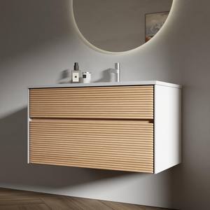 Ensemble de meubles de salle de bain intelligents 800 mm-1000 mm avec miroir anti-buée LED, étanche IP54, glissières à fermeture douce DTC, meuble-lavabo - Product Image 4