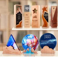 Trofeo de Cristal K9 Transparente con Grabado Láser Ecológico e Impresión a Color, Personalizado con Base de Madera, para Deportes, Negocios y Oficina, Venta al Por Mayor