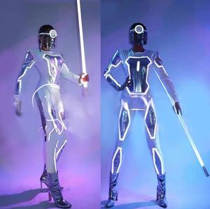 Combinaison de danse de scène <span class=keywords><strong>GOGO</strong></span> pour femmes et hommes, technologie spatiale, cyber-réfléchissante, 100% polyester, combinaison interstellaire - Product Image 5