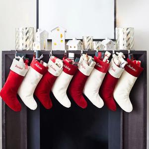 Cá Nhân Thăng Hoa Màu Đỏ Và Trắng Sang Trọng Tùy Chỉnh Giáng Sinh Vớ Quà Tặng Túi Trẻ Em Nhung Giáng Sinh <span class=keywords><strong>Stocking</strong></span> Cho Thêu - Product Image 1