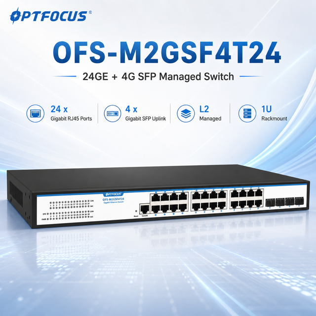 24 Port Gigabit Managed Switch 4 SFP L2 Network Switch with VLAN QoS SNMP