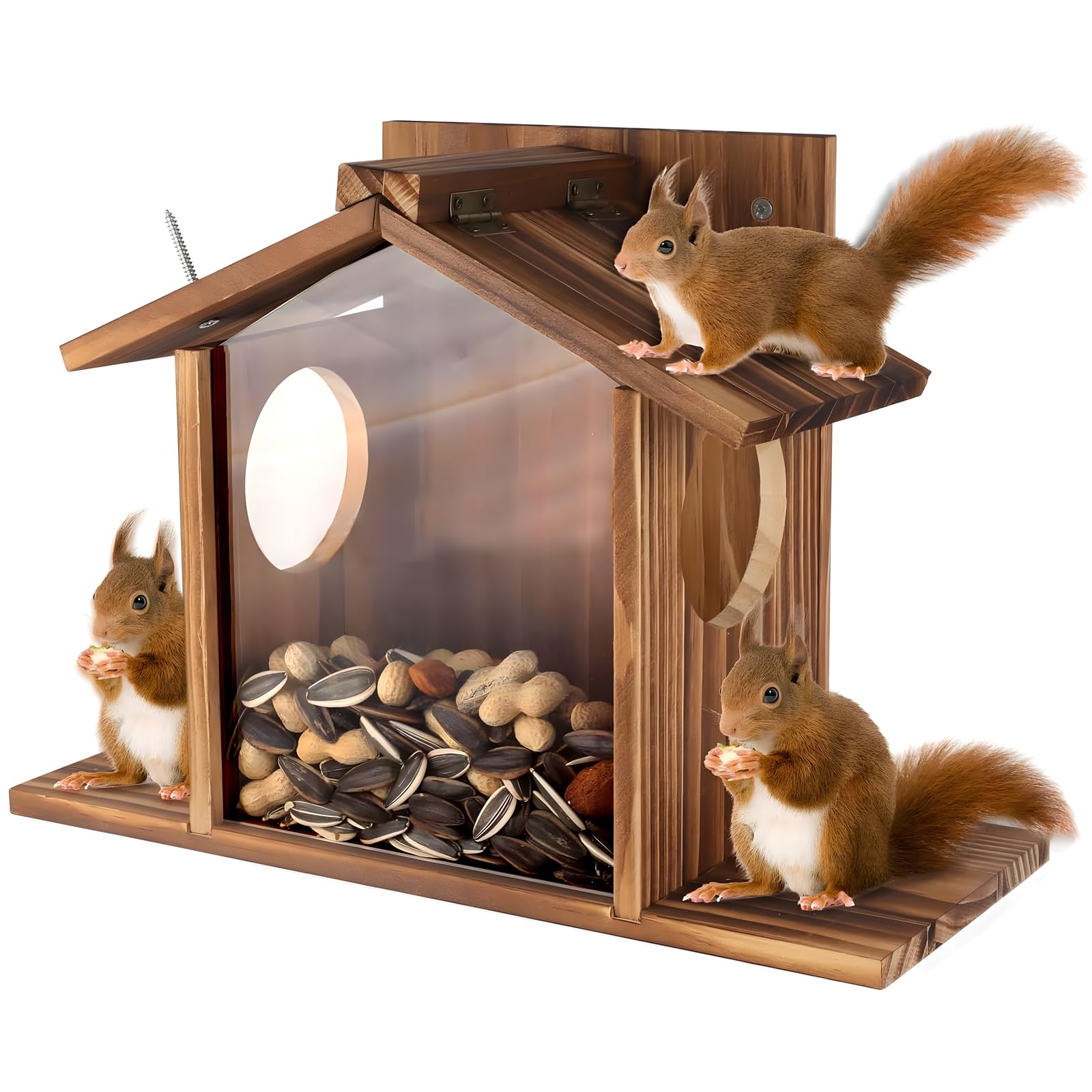 Wooden Squirrel Feeder House Picnic Table