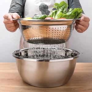 Cuencos para Lavar Arroz de Acero Inoxidable de 26cm, 28cm, 30cm, 32cm, Coladores y <span class=keywords><strong>Cestas</strong></span> de Drenaje para Cocina - Product Image 5