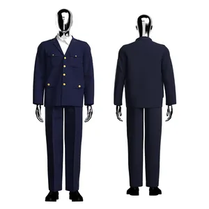 AKmax Customized Design Navy Blue Security Uniforms Formal Jacket Pant Suit Men Security Officer Uniform Ceremonial Uniform