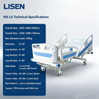 Lit médical manuel à 2 manivelles certifié ISO, en acier laminé à froid et ABS, mobilier hospitalier Lisen MX-L6 - Vente chaude
