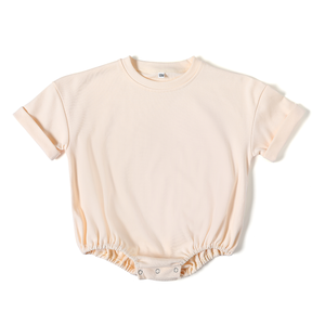 Monogramme blanc manches courtes nouveau-né bébé barboteuse ensemble unisexe été surdimensionné t-shirt bulle barboteuse - Product Image 6