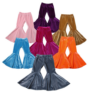 Pantaloni con fondo arricciato vendita calda pantaloni da <span class=keywords><strong>bambina</strong></span> collant in <span class=keywords><strong>velluto</strong></span> tinta unita <span class=keywords><strong>Leggings</strong></span> per bambini in tessuto morbido per bambini - Product Image 1