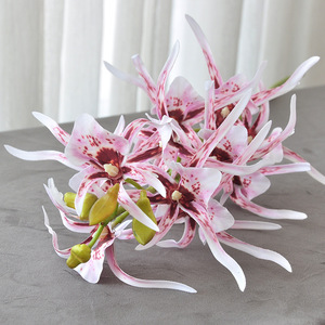 Fleurs artificielles d'orchidée araignée en vase, rose clair, rouge violacé, branche, décoration intérieure, décoration de la maison - Product Image 3