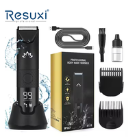 Resuxi 8118 Tondeuse corporelle indolore pour homme, tondeuse pour les parties intimes, écran LCD, rasoir électrique, étanche IPX7