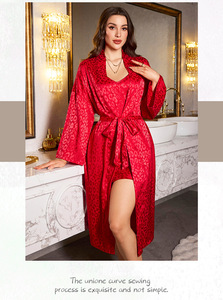 Camisón de Moda para Mujer, Nuevo en AliExpress, Pijama de <span class=keywords><strong>Manga</strong></span> <span class=keywords><strong>Larga</strong></span>, Elegante, Jacquard, Estampado de Leopardo, Ropa de Dormir de Seda - Product Image 5