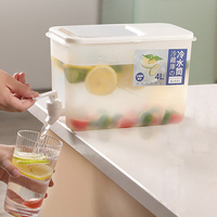Distributeur d'eau et de boissons pour réfrigérateur de 3,5 L avec robinet, pot en plastique de grande capacité