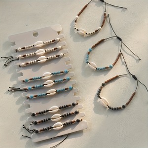 Ensemble de bracelets tendance bohème en bois de coco naturel tissé à la main, avec breloques coquillages <span class=keywords><strong>puka</strong></span> et conques, style plage océanique, pour le <span class=keywords><strong>surf</strong></span> - Product Image 5