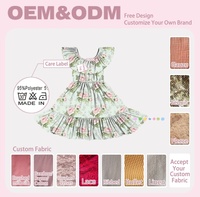 Robe sans manches pour filles, robe personnalisée pour bébés filles avec volants, imprimé floral et léopard, robe de fête sans manches à volants pour tout-petits de 0 à 6 ans