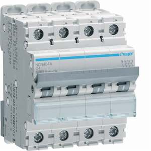 NCN404A Personalizzabile con Interruttore Automatico Miniaturizzato Hagers 10000A 15kA 4P curva C 4A 4M - Product Image 1