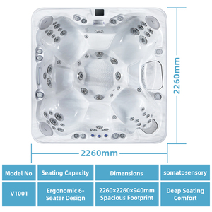 Moderna Bañera de Hidromasaje Acrílica Cuadrada para 6 Personas para Uso en Exteriores en el Patio - Product Image 2