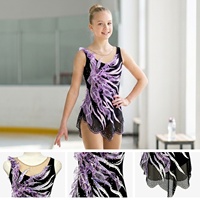 Justaucorps de gymnastique rythmique sans manches pour filles G069, avec strass floraux 3D, costume de compétition de gymnastique artistique, fabrication OEM ODM