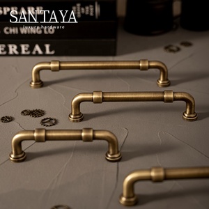 Santaya Brass Antique Handles Modern Times Pipe-Shaped Bronze Furniture Drawers <strong>Knob</strong> Kitchen Cabinet Pull Wardrobe <strong>Door</strong> Handle - Product Image 2