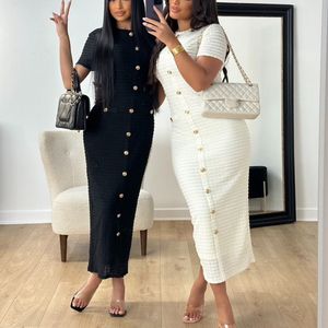 Y6048 Ultimo Modello di Abito Lungo Estivo Elegante con Maniche Corte, Monopetto, Sexy, Aderente, Collo Tondo per Feste - Product Image 1