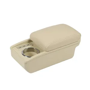 Vtear pour <span class=keywords><strong>Dacia</strong></span> <span class=keywords><strong>Spring</strong></span> 2021-2026 Boîte de rangement de console en ABS, coussin de support d'accoudoir en cuir avec porte-gobelet USB, pièces intérieures de voiture - Product Image 4