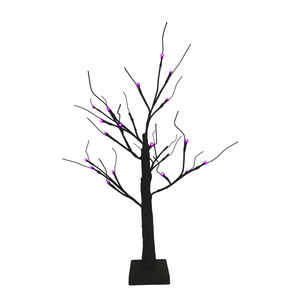 Árbol Decorativo de Plástico con Luces LED para Mesa de Halloween, 2 Pies, Ramas Negras, Luces LED Púrpuras, Funciona con Pilas, para el Hogar, Casa Embrujada, Fiesta - Product Image 1