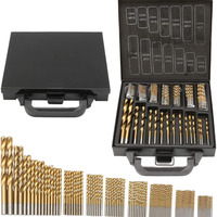 Srgi 99pcs HSS Titanium Bright Uncoated Hammer Drill Bit Set 1.5-10mm Metric DIN338 Counterbore Drills 3-Year Warranty for Metal