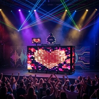 Table de DJ pliable à LED P2.6 3.91mm 500x1000mm, façade de cabine DJ, mur vidéo LED pliable à 6 côtés pour cabine DJ