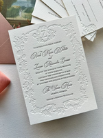 Invitations de mariage personnalisées, design floral vintage, enveloppe, papier fait main, luxe, élégant, impression typographique