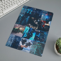 Dossier en PVC personnalisé en forme de L Motif de dessin animé créatif Conception d'une seule page Couleurs personnalisées Impression de logo Remplisseur multifonction