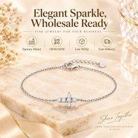 Bracelet classique en argent sterling 925 avec croix en zircon, plaqué or 18 carats, bijoux religieux pour femmes, vente en gros